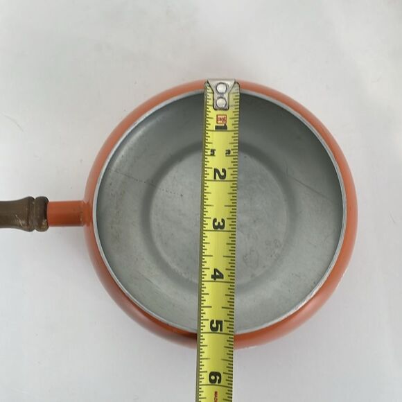 MCM Japanese Orange Floral Fondue Pot Wooden Handle VTG - Picture 7 of 8